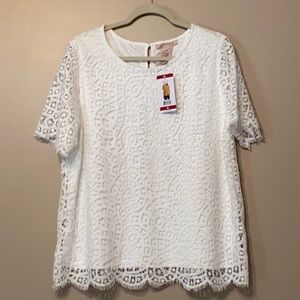 Philosophy White Lace Top, XL
